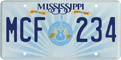 MS license plate MCF234