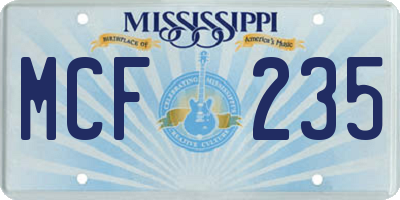 MS license plate MCF235