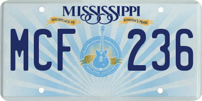 MS license plate MCF236