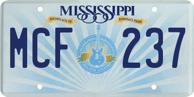 MS license plate MCF237