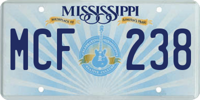 MS license plate MCF238