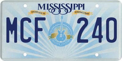 MS license plate MCF240