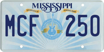 MS license plate MCF250