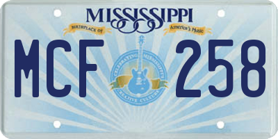 MS license plate MCF258
