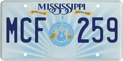 MS license plate MCF259