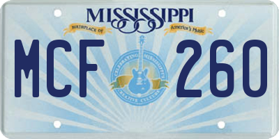 MS license plate MCF260