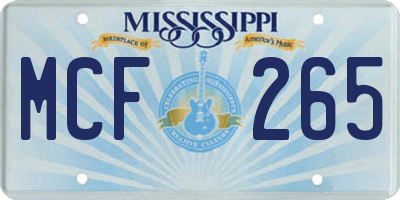 MS license plate MCF265