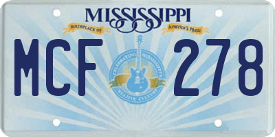 MS license plate MCF278