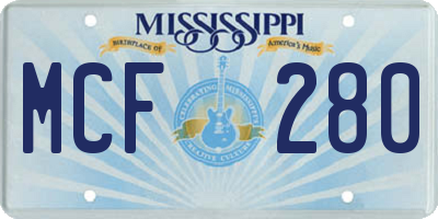 MS license plate MCF280