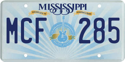MS license plate MCF285