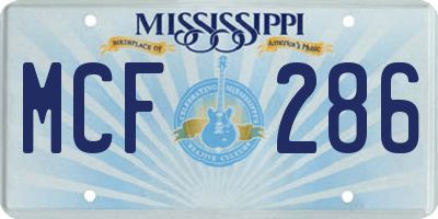 MS license plate MCF286