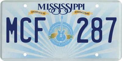 MS license plate MCF287