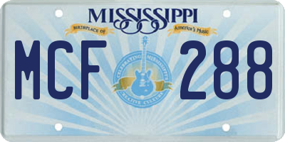 MS license plate MCF288