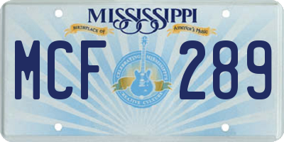 MS license plate MCF289