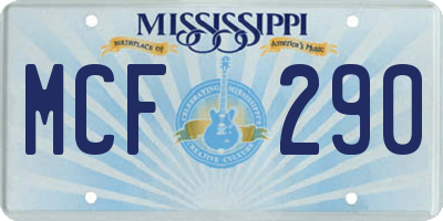 MS license plate MCF290
