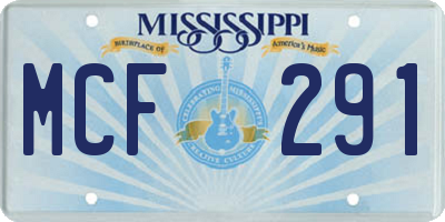 MS license plate MCF291