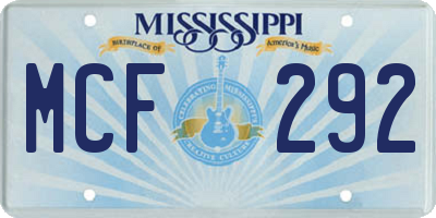 MS license plate MCF292