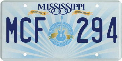 MS license plate MCF294