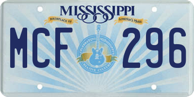 MS license plate MCF296