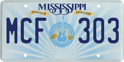 MS license plate MCF303