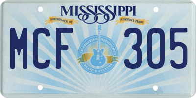 MS license plate MCF305