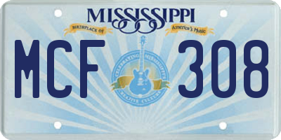 MS license plate MCF308