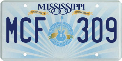 MS license plate MCF309
