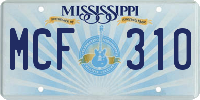 MS license plate MCF310