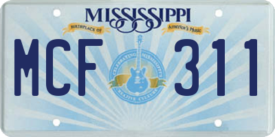 MS license plate MCF311