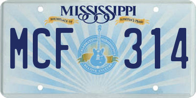 MS license plate MCF314