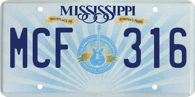MS license plate MCF316
