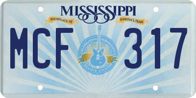 MS license plate MCF317
