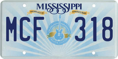 MS license plate MCF318