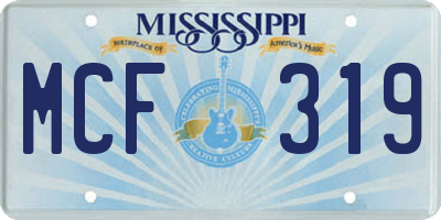 MS license plate MCF319