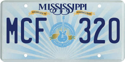 MS license plate MCF320