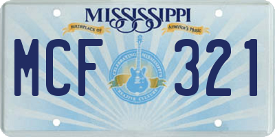 MS license plate MCF321