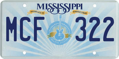 MS license plate MCF322