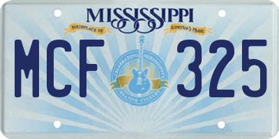 MS license plate MCF325