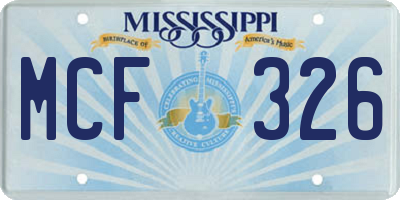 MS license plate MCF326