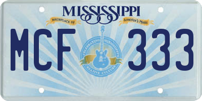 MS license plate MCF333