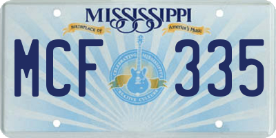 MS license plate MCF335