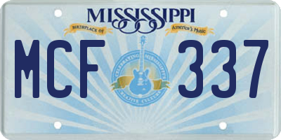 MS license plate MCF337