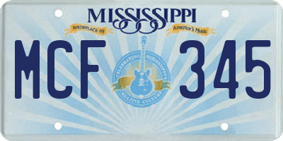 MS license plate MCF345