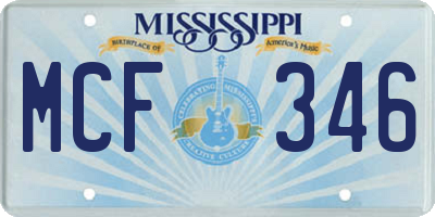 MS license plate MCF346