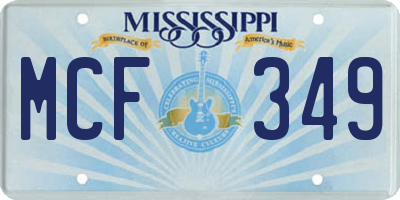 MS license plate MCF349