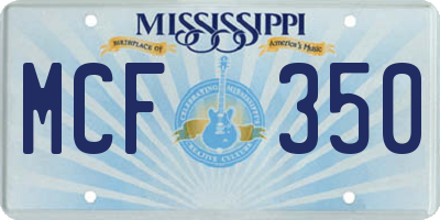 MS license plate MCF350