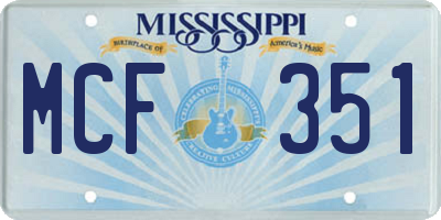 MS license plate MCF351
