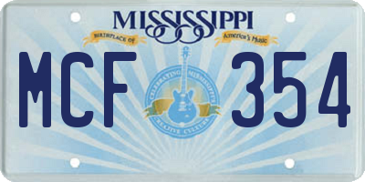 MS license plate MCF354