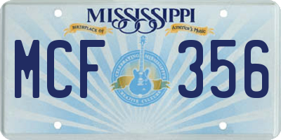 MS license plate MCF356