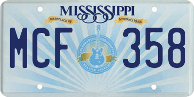 MS license plate MCF358